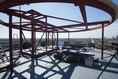 910353 Afbeelding van de werkzaamheden ten behoeve van de herbestemming van de watertoren (Heuveloord 25a) te Utrecht, ...